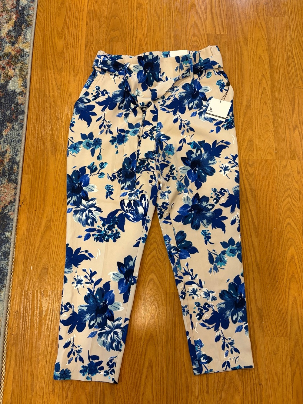 Jules and Leopold pink and Blue Floral Print Pull-On Pants size small